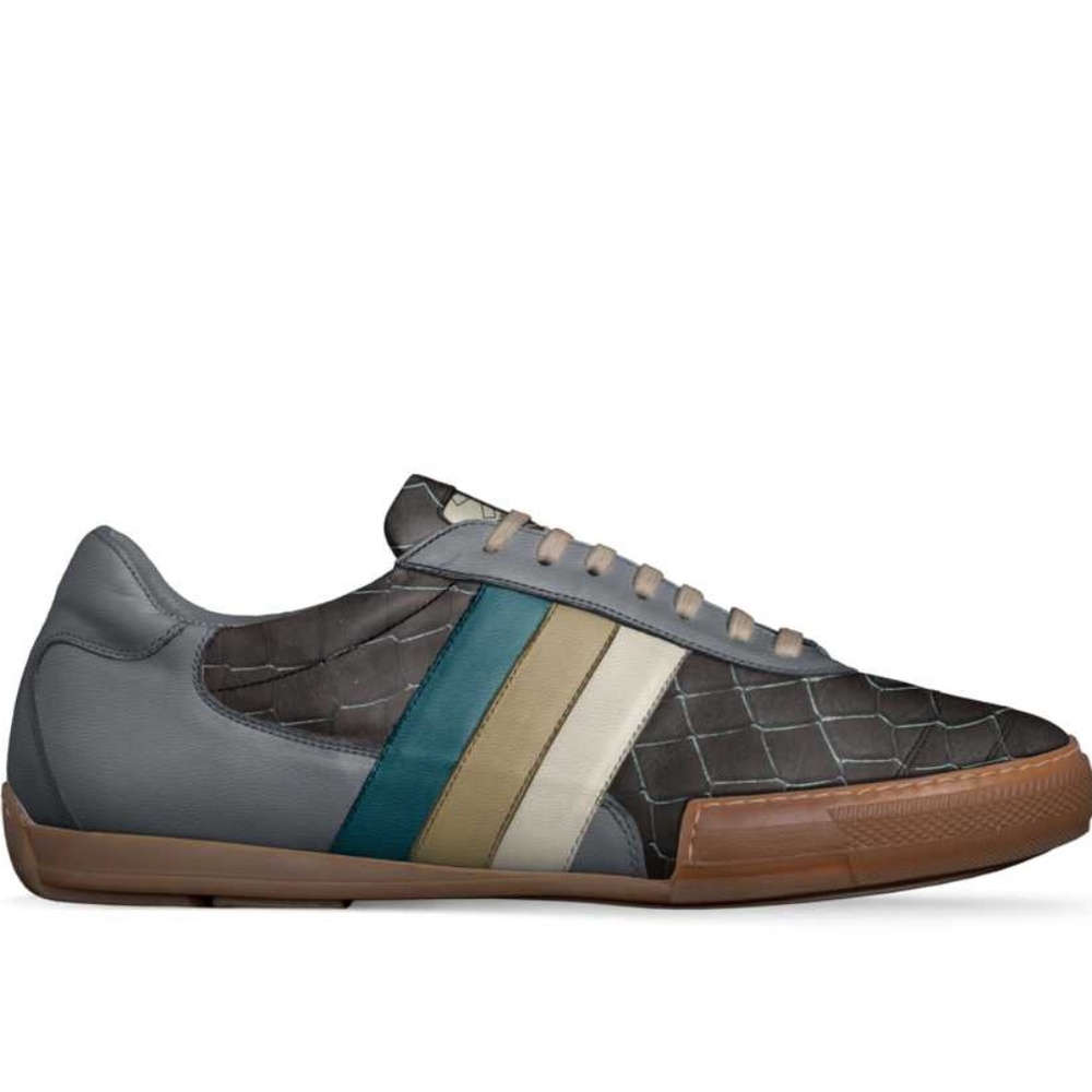Mastema Soccer Style Stripe Leather Croc Pattern